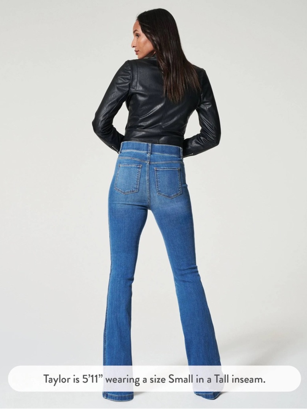 SPANX High Rise Flare Jeans Pull On Shaping Denim Vintage Indigo XL - Picture 7 of 16